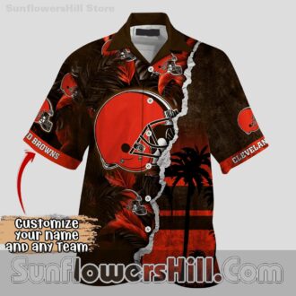 Cleveland Browns Sunset Beach Button Up Shirt for Game Day Fans
