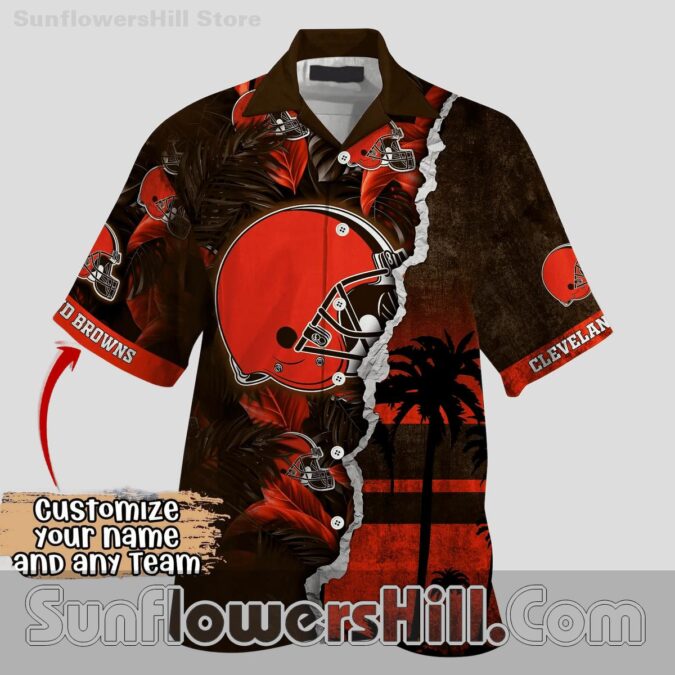 Cleveland Browns Sunset Beach Button Up Shirt for Game Day Fans