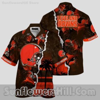 Cleveland Browns Sunset Beach Button Up Shirt for Game Day Fans