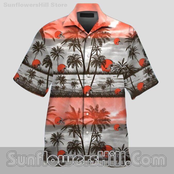 Cleveland Browns Sunset Fade Hawaiian Shirt for Beach Tailgates
