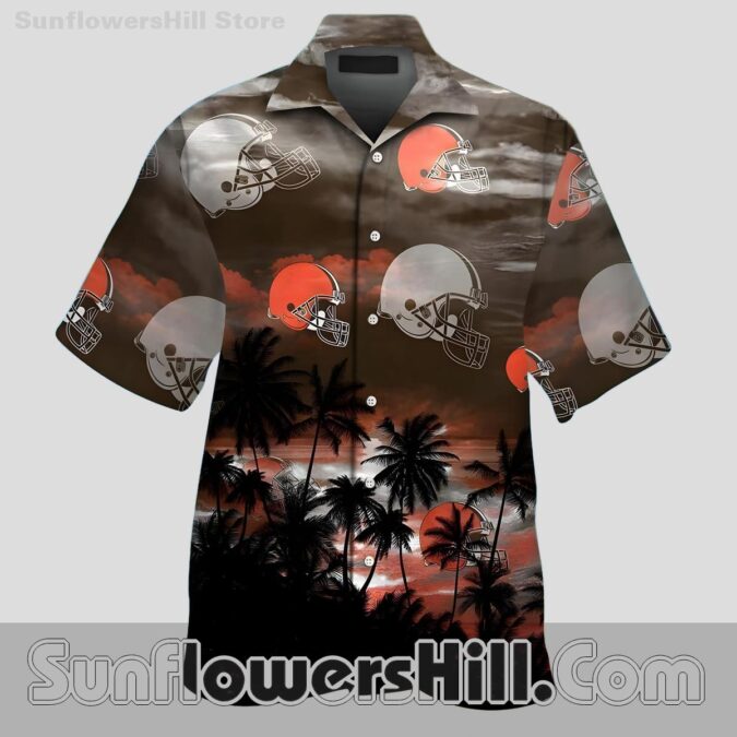 Cleveland Browns Sunset Helmet Hawaiian Shirt for Beach Trips