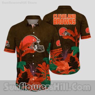 Cleveland Browns Sunset Leaf Hawaiian Shirt for Beach Trips