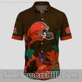 Cleveland Browns Sunset Leaf Hawaiian Shirt for Beach Trips