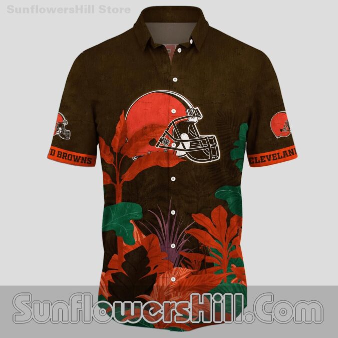 Cleveland Browns Sunset Leaf Hawaiian Shirt for Beach Trips