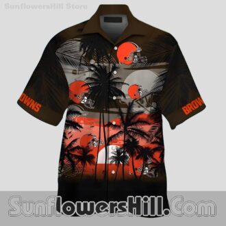 Cleveland Browns Sunset Palm Hawaiian Shirt for Beach Game Day