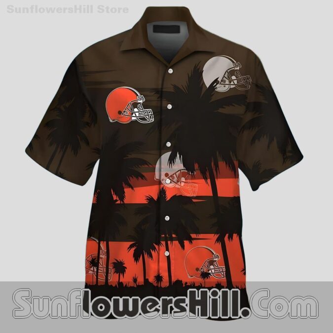 Cleveland Browns Sunset Palm Tree Hawaiian Shirt for Summer Tailgates