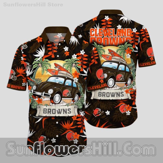 Cleveland Browns Surf Car Hawaiian Shirt for Beach Trip Fans