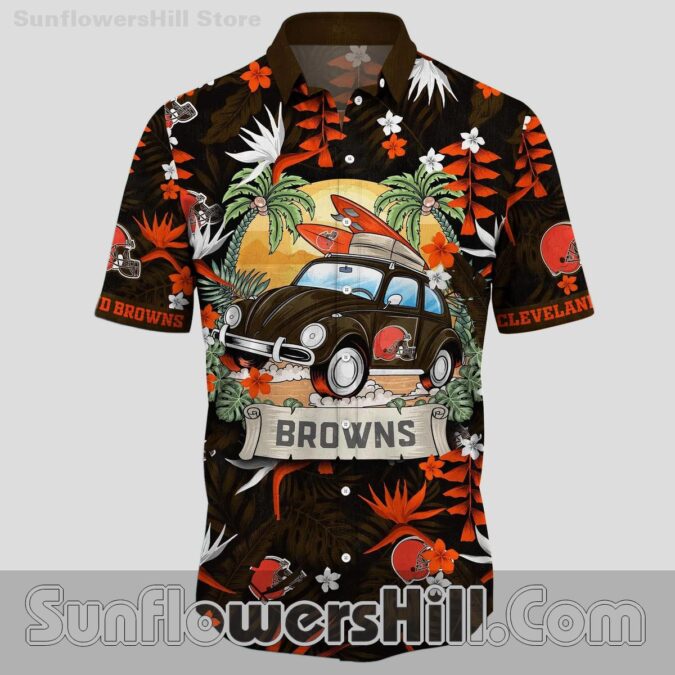 Cleveland Browns Surf Car Hawaiian Shirt for Beach Trip Fans