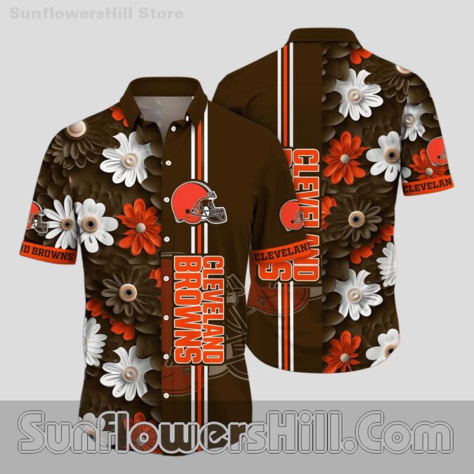 Cleveland Browns Tropical Bloom Button Up Shirt for Game Day Fans