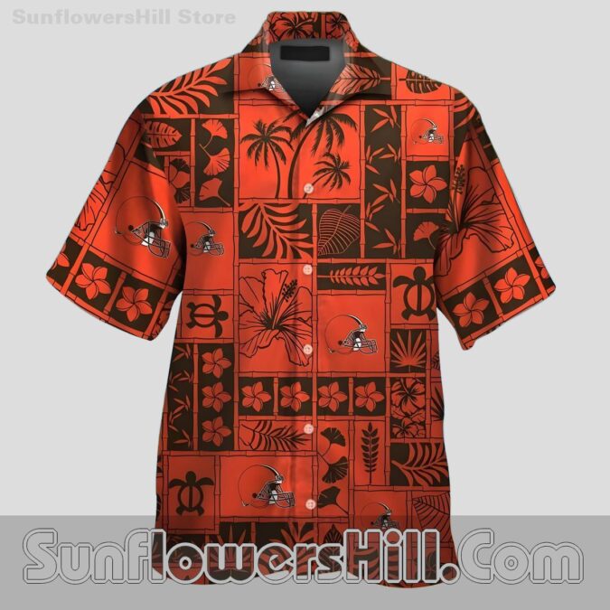 Cleveland Browns Tropical Grid Hawaiian Shirt for Summer Tailgates