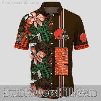 Cleveland Browns Tropical Leaf Button Up Shirt for Game Day Fans