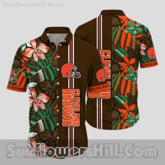 Cleveland Browns Tropical Leaf Button Up Shirt for Game Day Fans