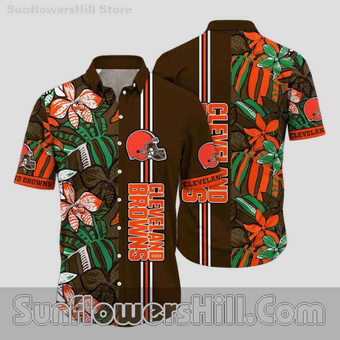 Cleveland Browns Tropical Leaf Button Up Shirt for Game Day Fans