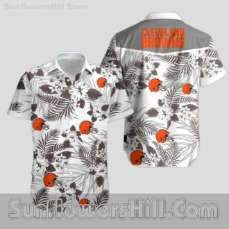 Cleveland Browns White Floral Hawaiian Shirt for Summer Tailgates