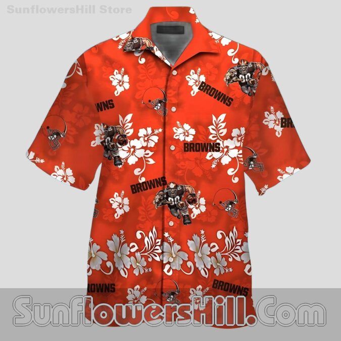 Cleveland Browns White Flower Short Sleeve Shirt for Football Lovers