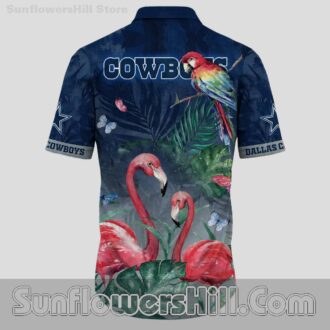 Official Looking Cowboys Floral Shirt with Flamingos and Jungle Leaves for Texas Football Lovers