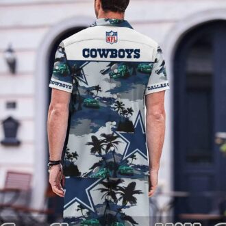 Best Seller! Cowboys Palm Tree Hawaiian Shirt & Shorts Set for Summer Tailgates & BBQ Parties
