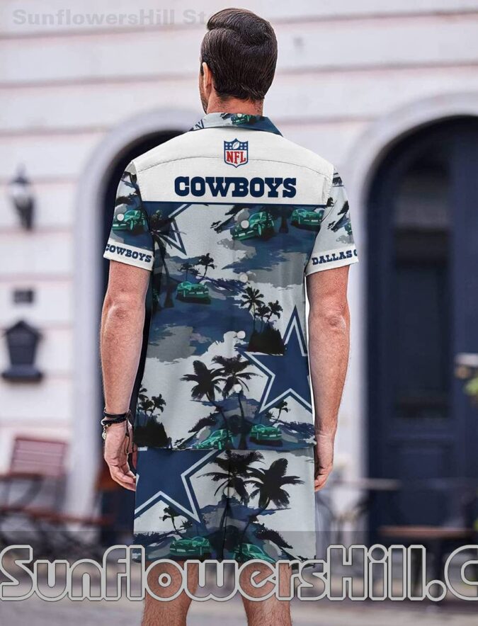 Best Seller! Cowboys Palm Tree Hawaiian Shirt & Shorts Set for Summer Tailgates & BBQ Parties
