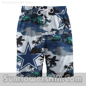 Best Seller! Cowboys Palm Tree Hawaiian Shirt & Shorts Set for Summer Tailgates & BBQ Parties