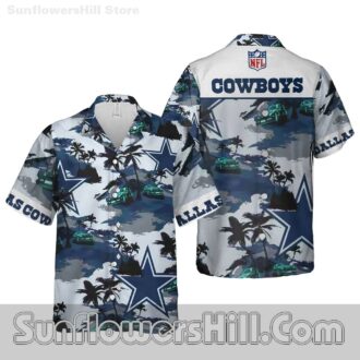 Best Seller! Cowboys Palm Tree Hawaiian Shirt & Shorts Set for Summer Tailgates & BBQ Parties