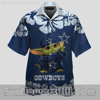 Dallas Cowboys Cartoon Baby Yoda Floral Print Hawaiian Shirt for Game Day and Summer BBQs