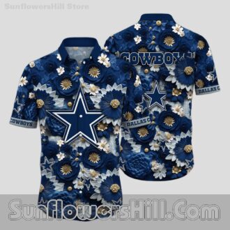 Dallas Cowboys 3D Floral Print Aloha Shirt for Weekend BBQs