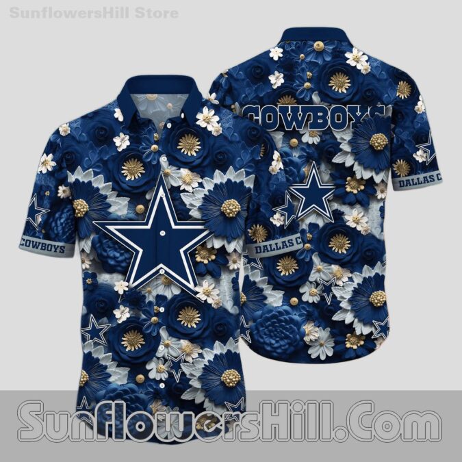 Dallas Cowboys 3D Floral Print Aloha Shirt for Weekend BBQs