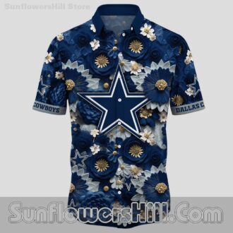 Dallas Cowboys 3D Floral Print Aloha Shirt for Weekend BBQs
