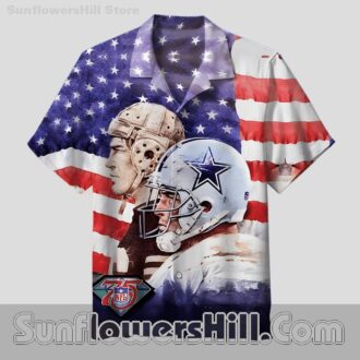 Dallas Cowboys American Flag and Helmet Hawaiian Shirt for Summer Days