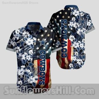 Dallas Cowboys American Flag Hawaiian Shirt for Fourth of July Fans