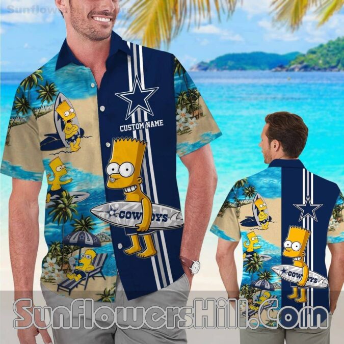 Dallas Cowboys Bart Simpson Aloha Shirt for Summer Fun