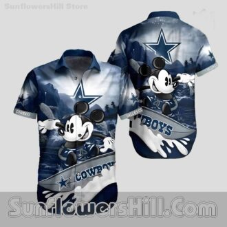 Dallas Cowboys Blue Mickey Aloha Shirt for Disney Fans and Football Dads