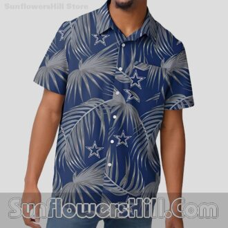 Dallas Cowboys Breezy Palm Print Short Sleeve Shirt for Vacation or Everyday Wear