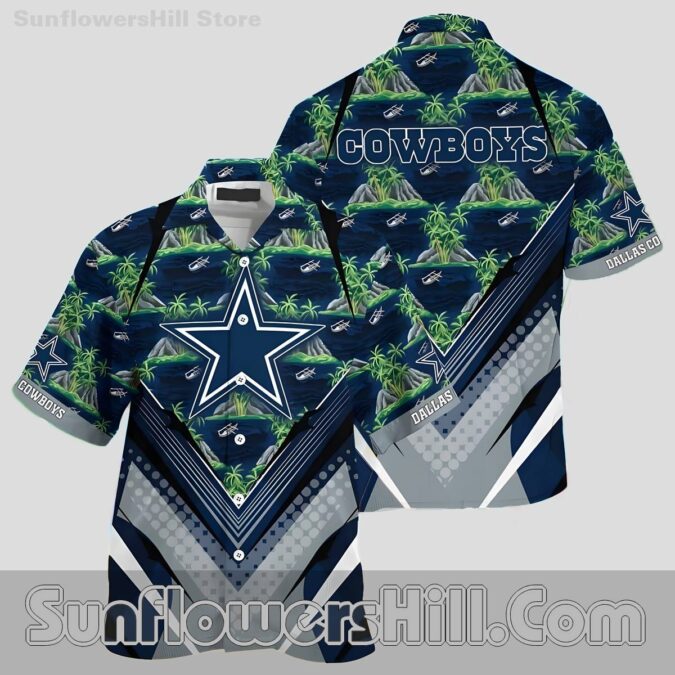 Dallas Cowboys Casual Shirt with Palm Trees for Game Day and Vacation
