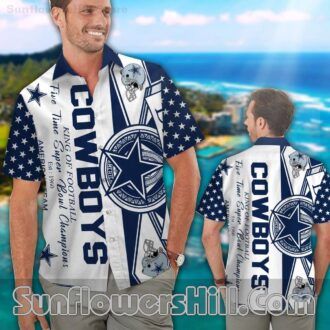 Dallas Cowboys Championship Crest Hawaiian Shirt for Game Day Fans