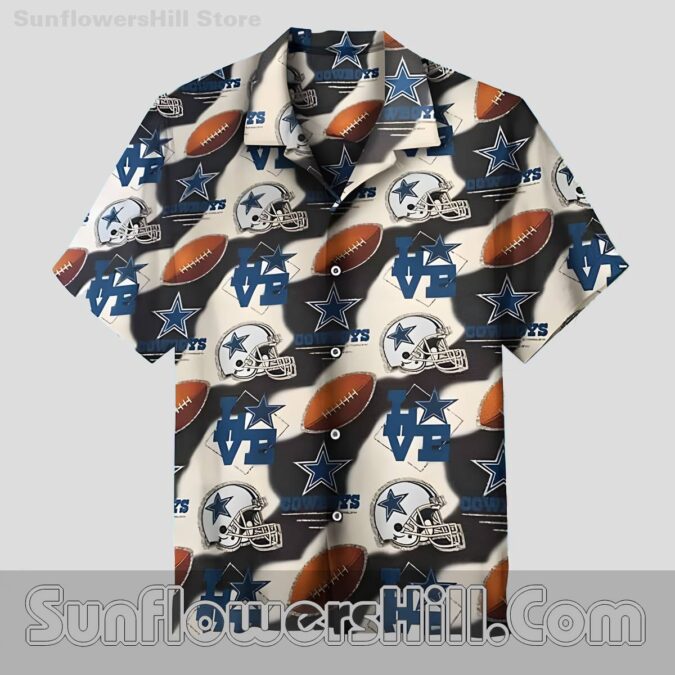 Dallas Cowboys Classic Football Print Hawaiian Shirt for Game Day Fans
