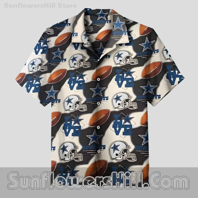 Dallas Cowboys DC Monogram Helmet Aloha Shirt, Premium Cotton, Unique Gift for NFL Superfans