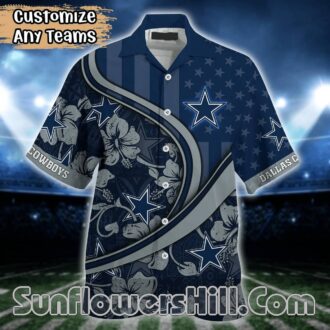 Dallas Cowboys Floral and Flag Button Up Shirt for Beach Days