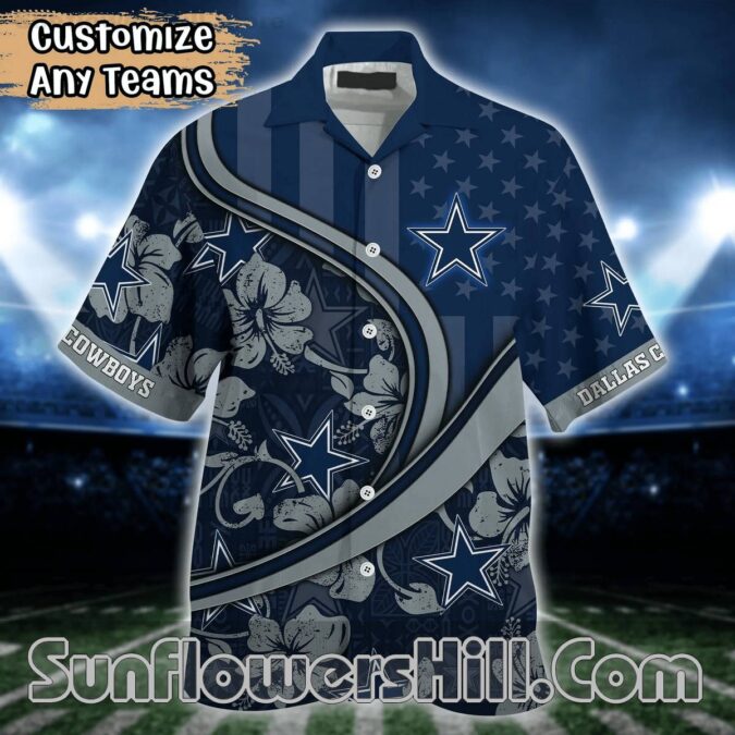 Dallas Cowboys Floral and Flag Button Up Shirt for Beach Days Dallas Cowboys Floral and Flag Button Up Shirt for Beach Days