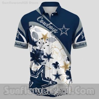Dallas Cowboys Floral Design Button Up Shirt for Summer BBQs
