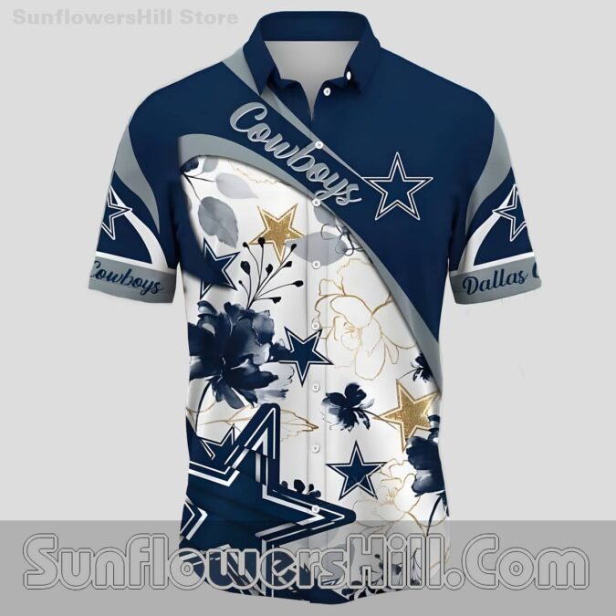 Dallas Cowboys Floral Design Button Up Shirt for Summer BBQs