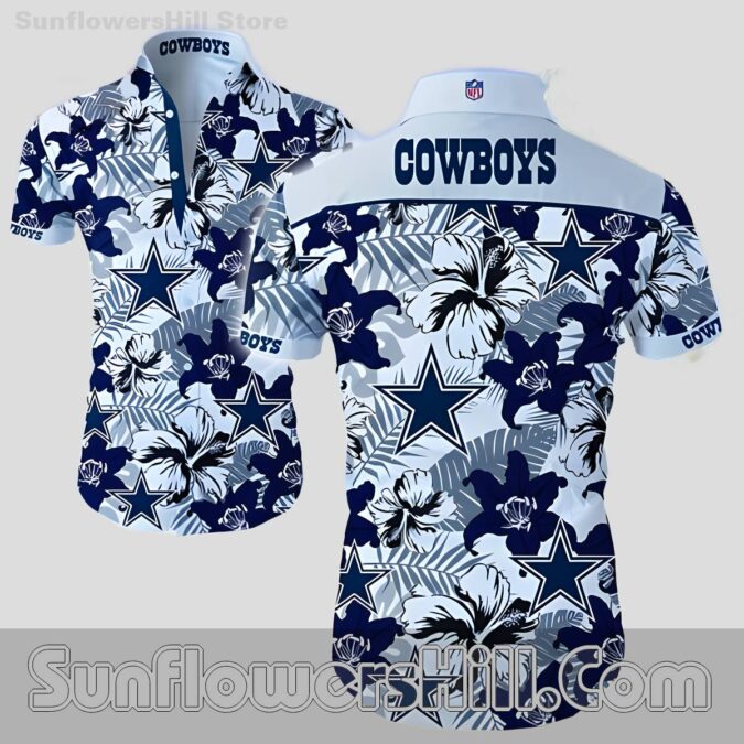 Dallas Cowboys Floral White Leaf Vintage Look Shirt for Football Dads Dallas Cowboys Floral White Leaf Vintage Look Shirt for Football Dads