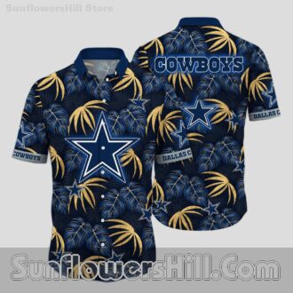 Dallas Cowboys Gold Palm Leaf Hawaiian Shirt for Game Day Fans