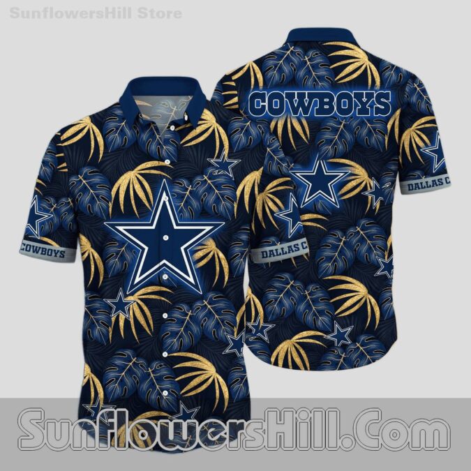 Dallas Cowboys Gold Palm Leaf Hawaiian Shirt for Game Day Fans
