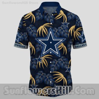 Dallas Cowboys Gold Palm Leaf Hawaiian Shirt for Game Day Fans