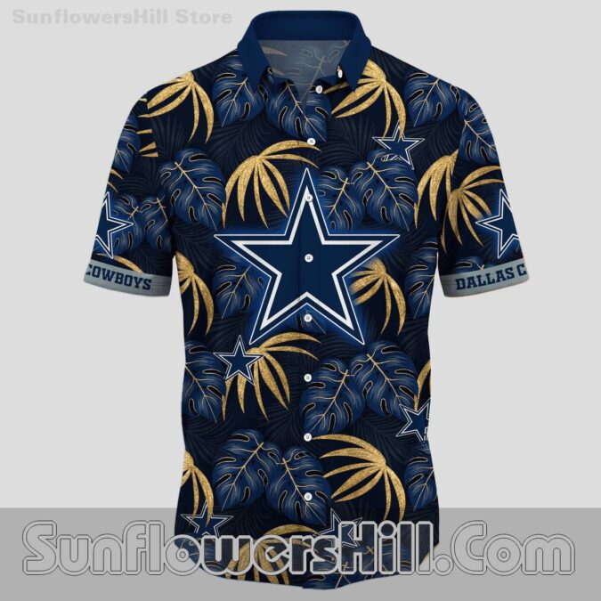 Dallas Cowboys Gold Palm Leaf Hawaiian Shirt for Game Day Fans