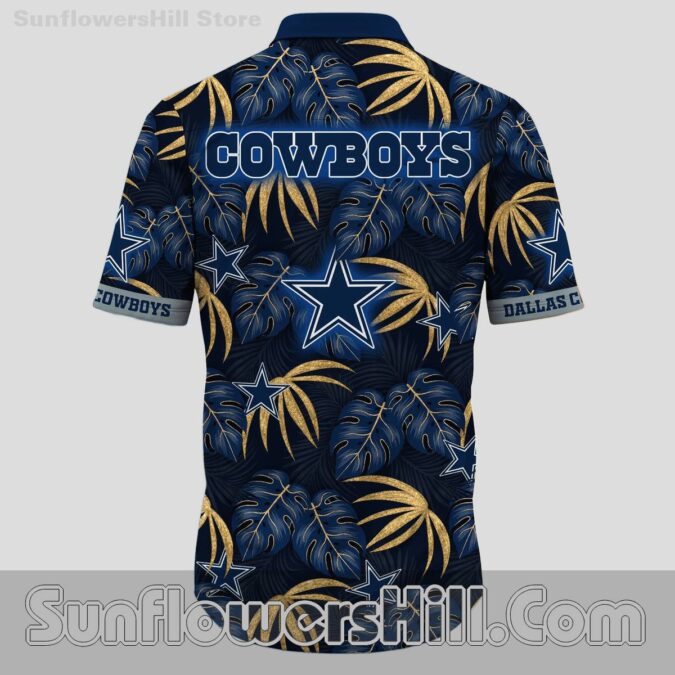 Dallas Cowboys Gold Palm Leaf Hawaiian Shirt for Game Day Fans
