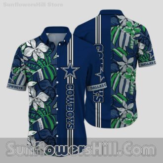 Dallas Cowboys Green Palm Print Aloha Shirt for BBQ Parties