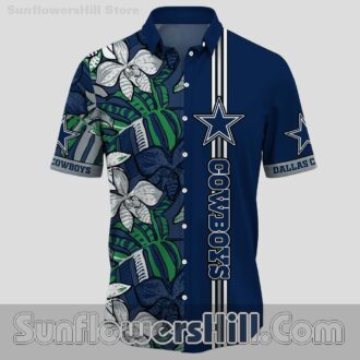 Dallas Cowboys Green Palm Print Aloha Shirt for BBQ Parties