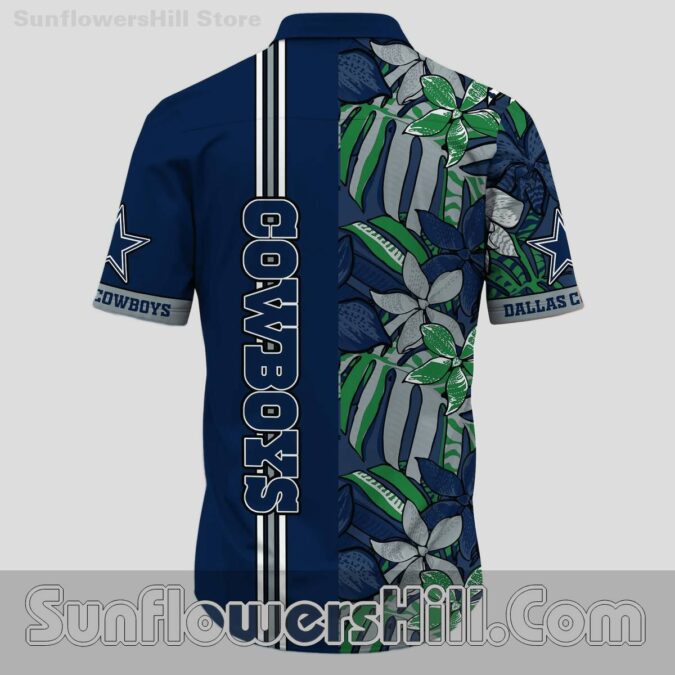Dallas Cowboys Green Palm Print Aloha Shirt for BBQ Parties
